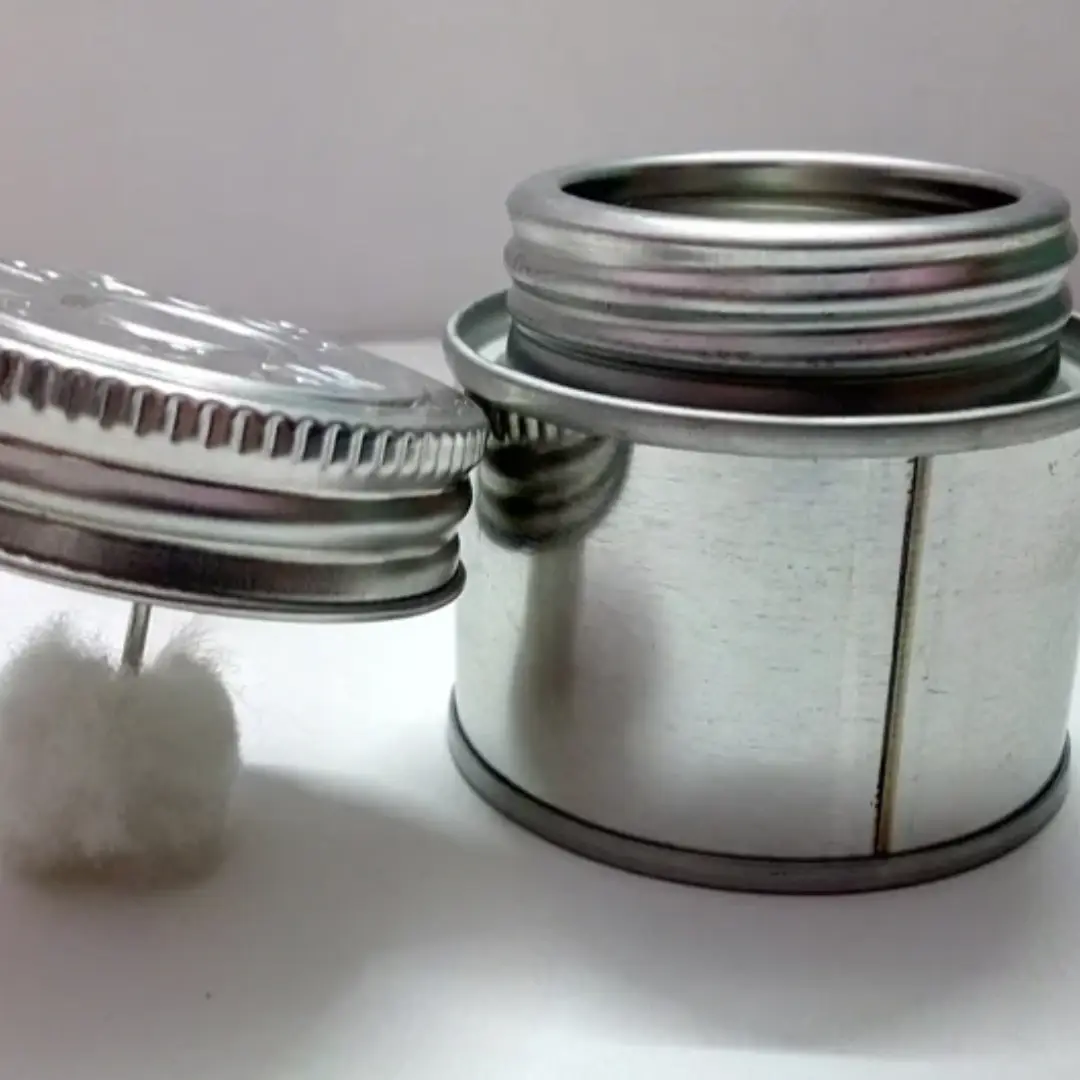 Plain Silver Round Tin With Brush For Packing, For Solvent Cement
