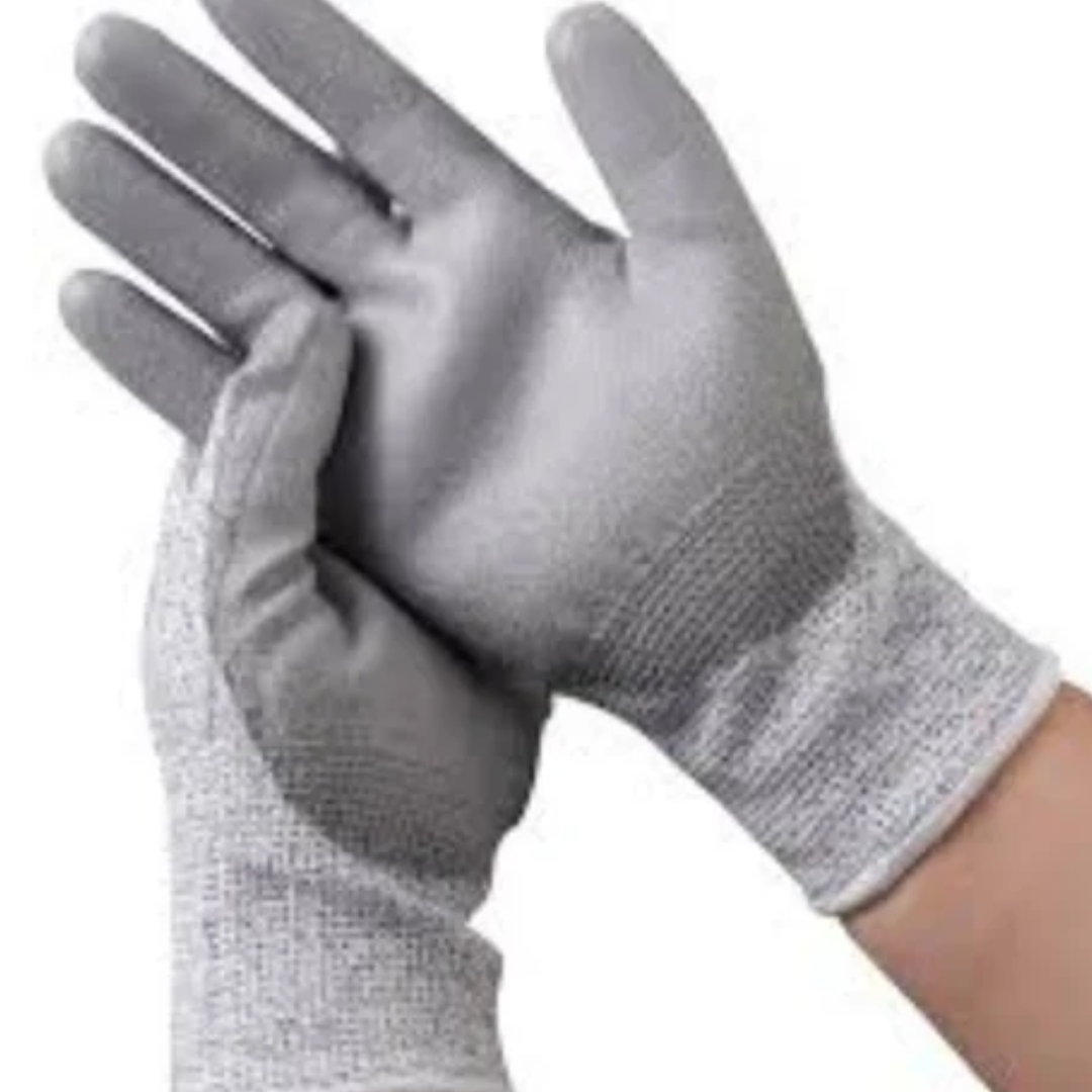 PU Coated Cut Resistance leval 5 Hand Gloves, For Industrial, Size: M