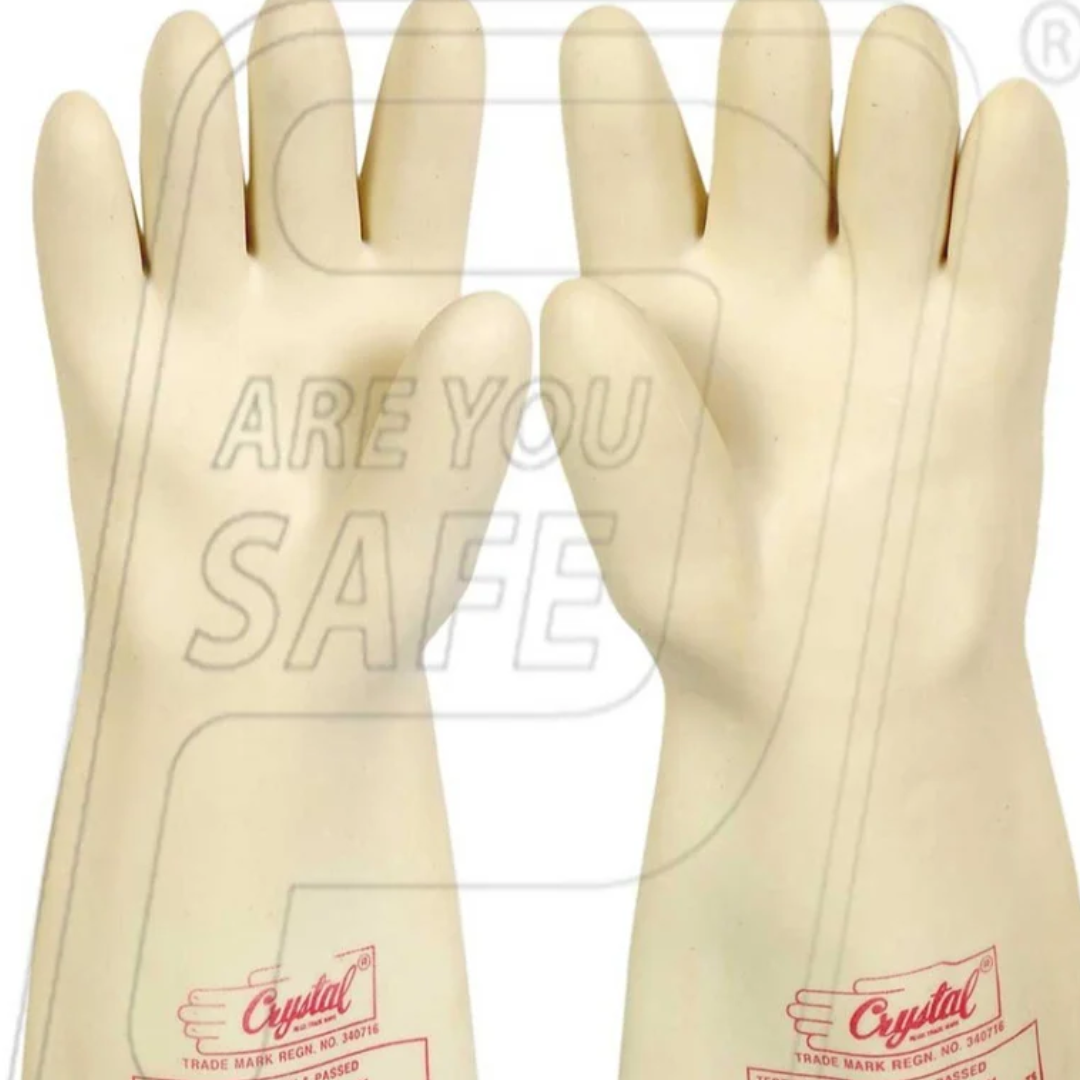 Plain Rubber Crystal Electrical Hand Gloves