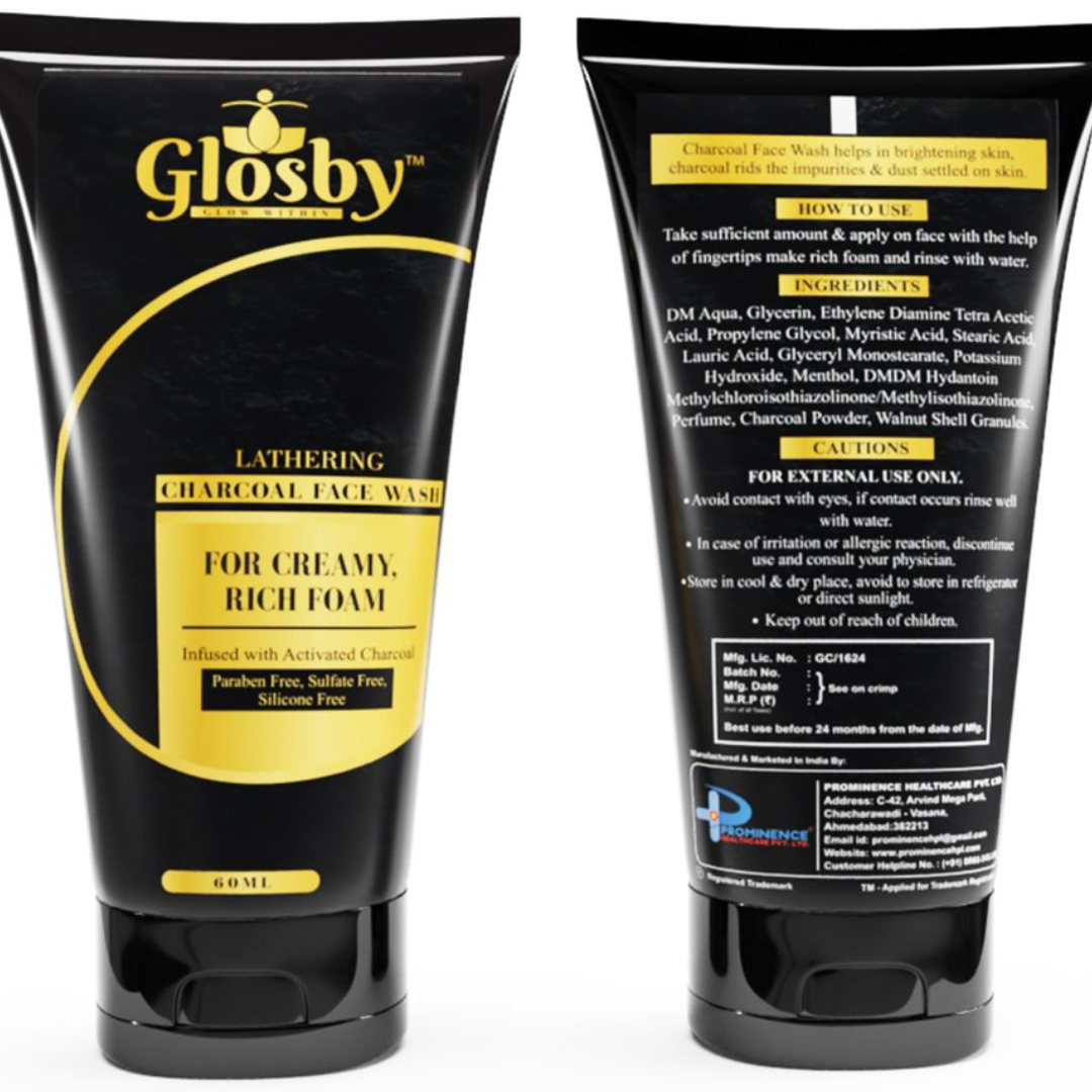 Glosby Cosmetics Charcoal Face Wash, Age Group: Unisex, Packaging Size: 60 Ml
